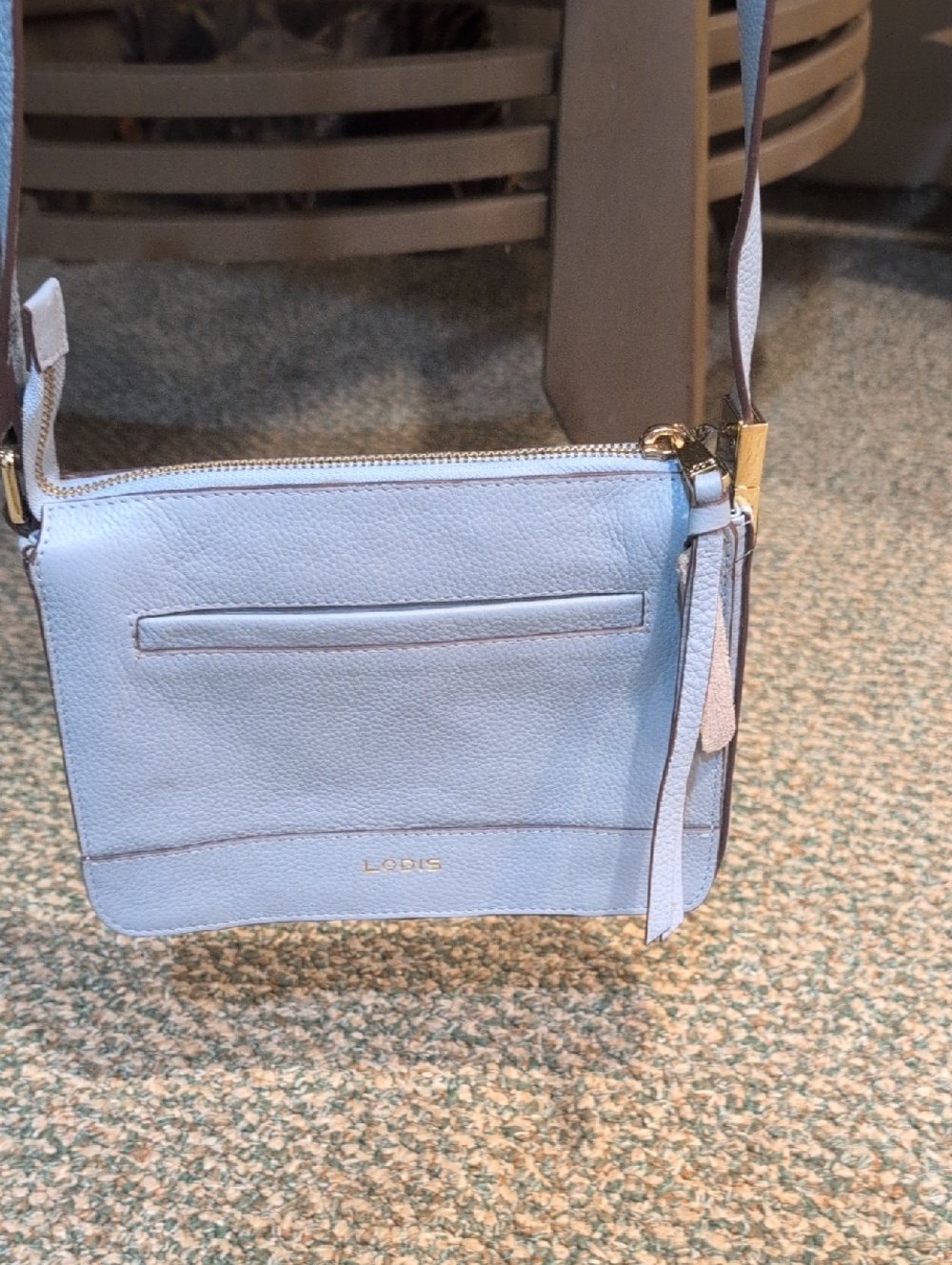 Lodis Light Blue Leather Crossbody Bag